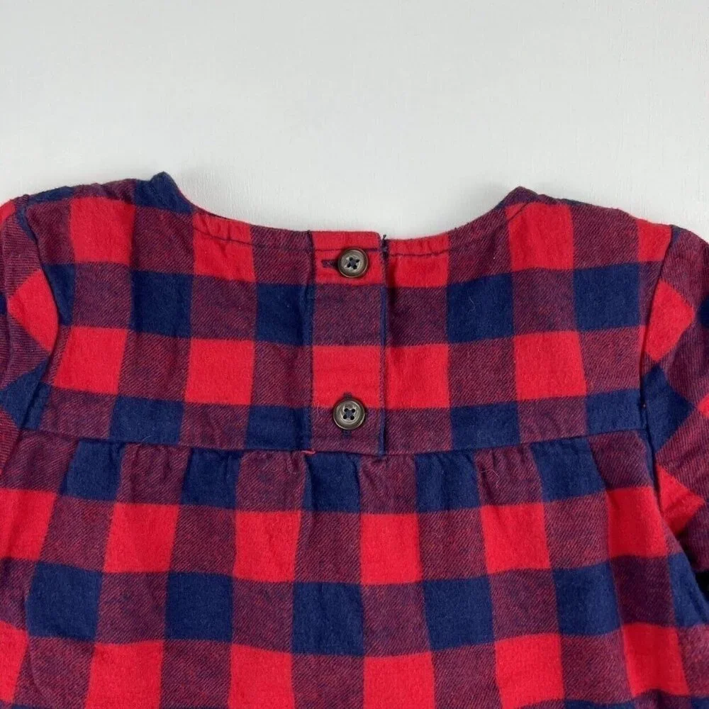 Hanna Andersson Buffalo Plaid Flannel Dress In Hanna Red 110 - Picture 5 of 9